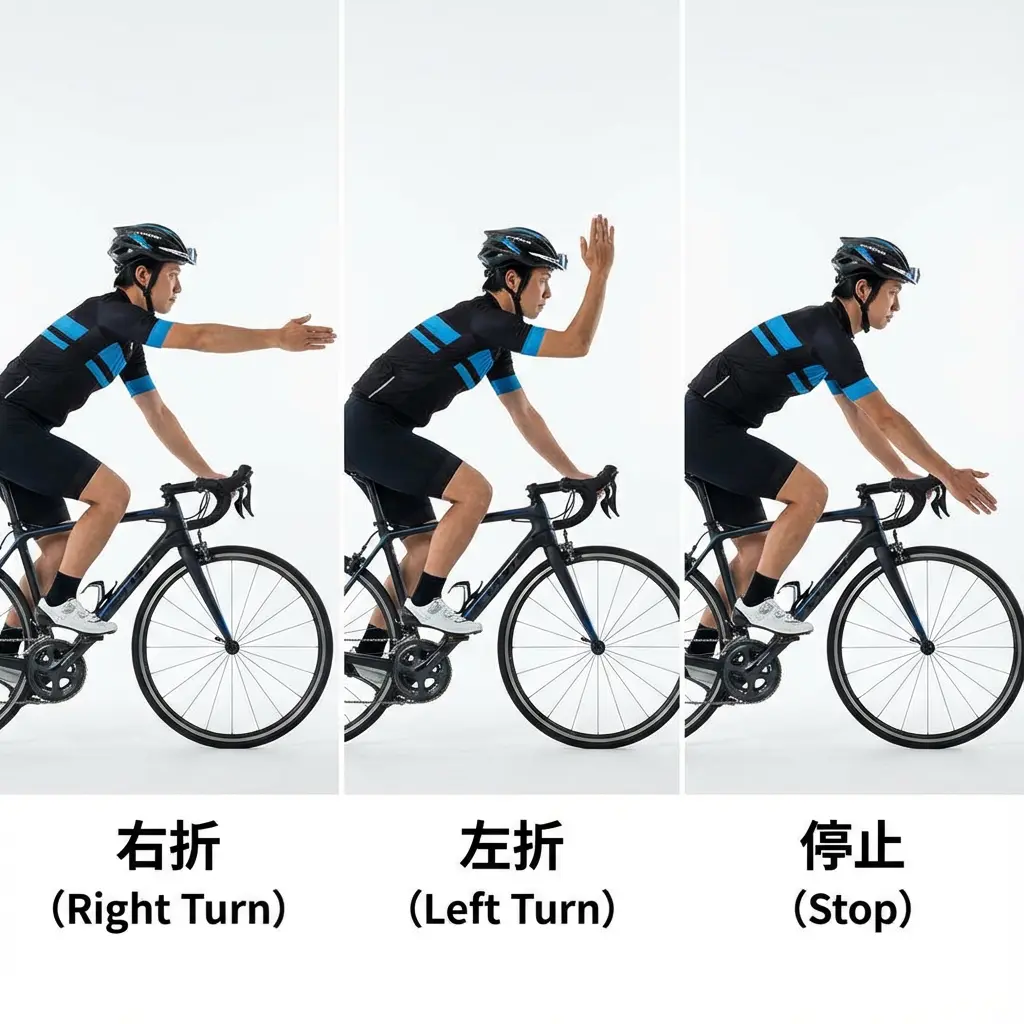 自転車ハンドサイン実演