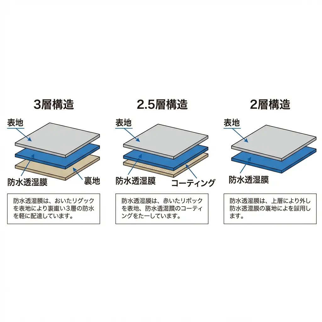 3層・2.5層・2層の構造図解