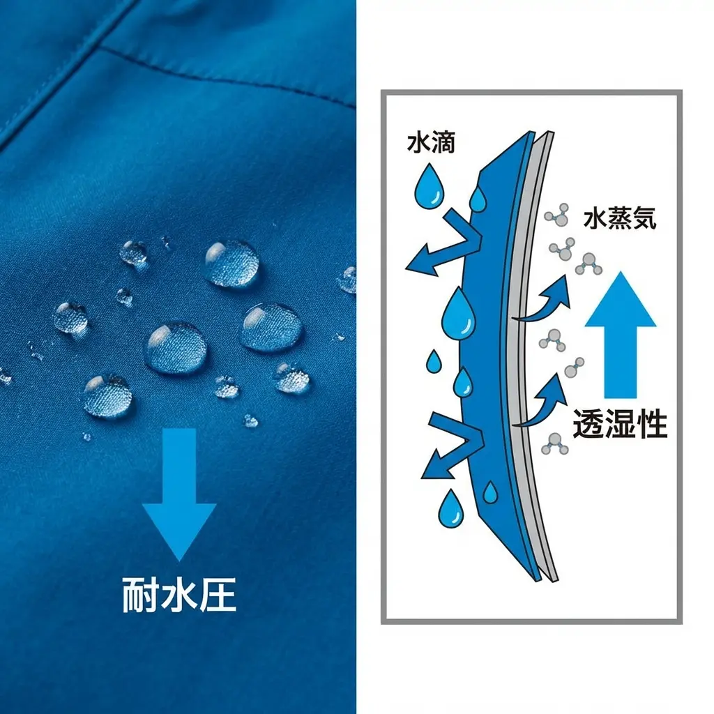 レインウェアの撥水・防水イメージ