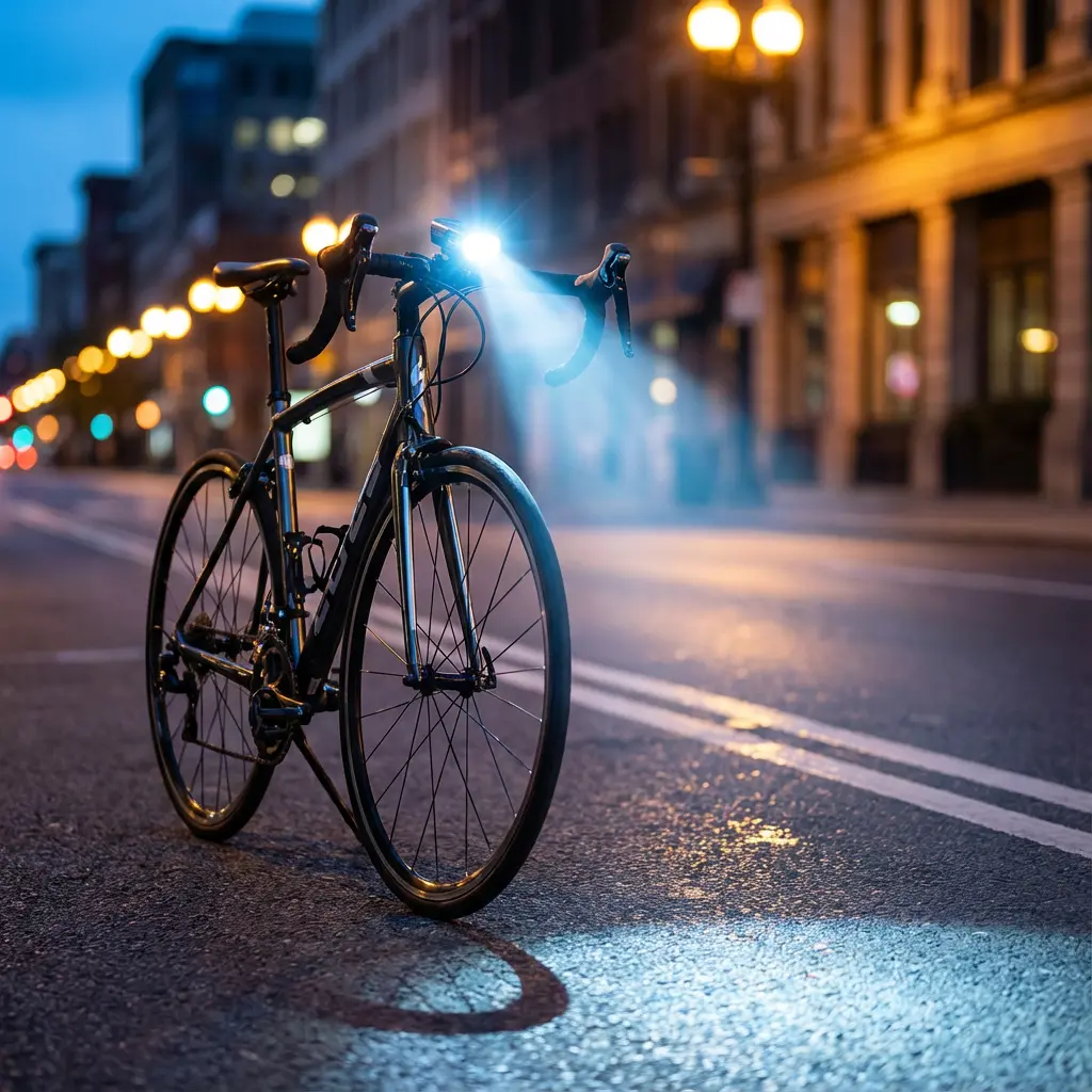 夜道を明るく照らす自転車フロントライト