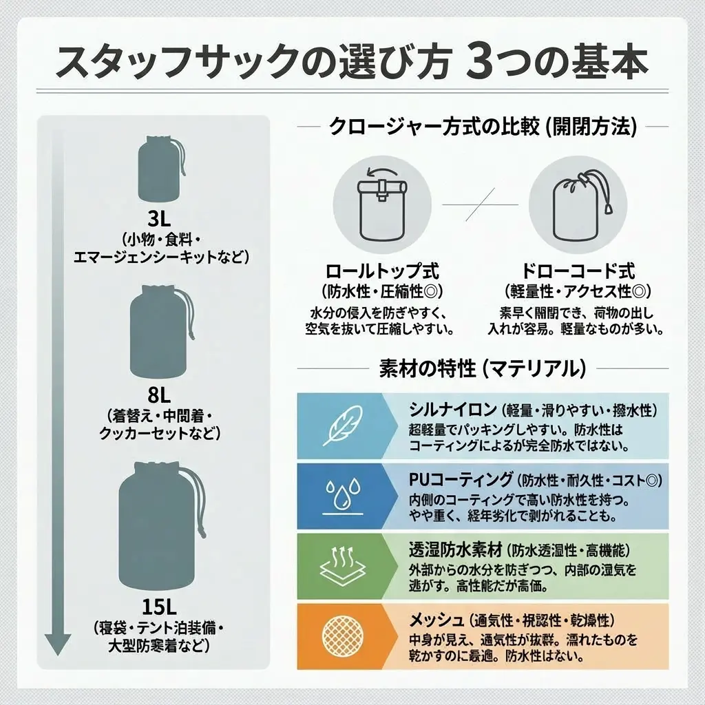 スタッフサック選び方ガイド