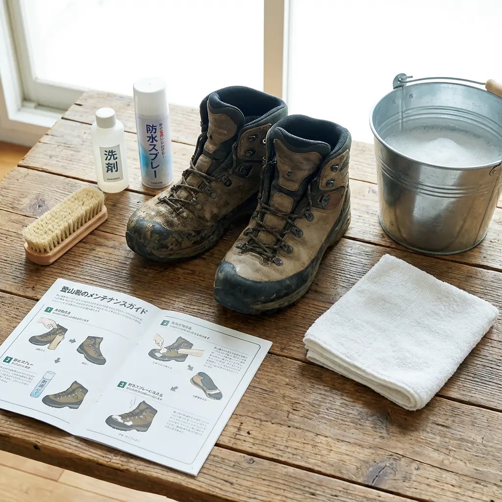 登山靴のメンテナンス道具一式