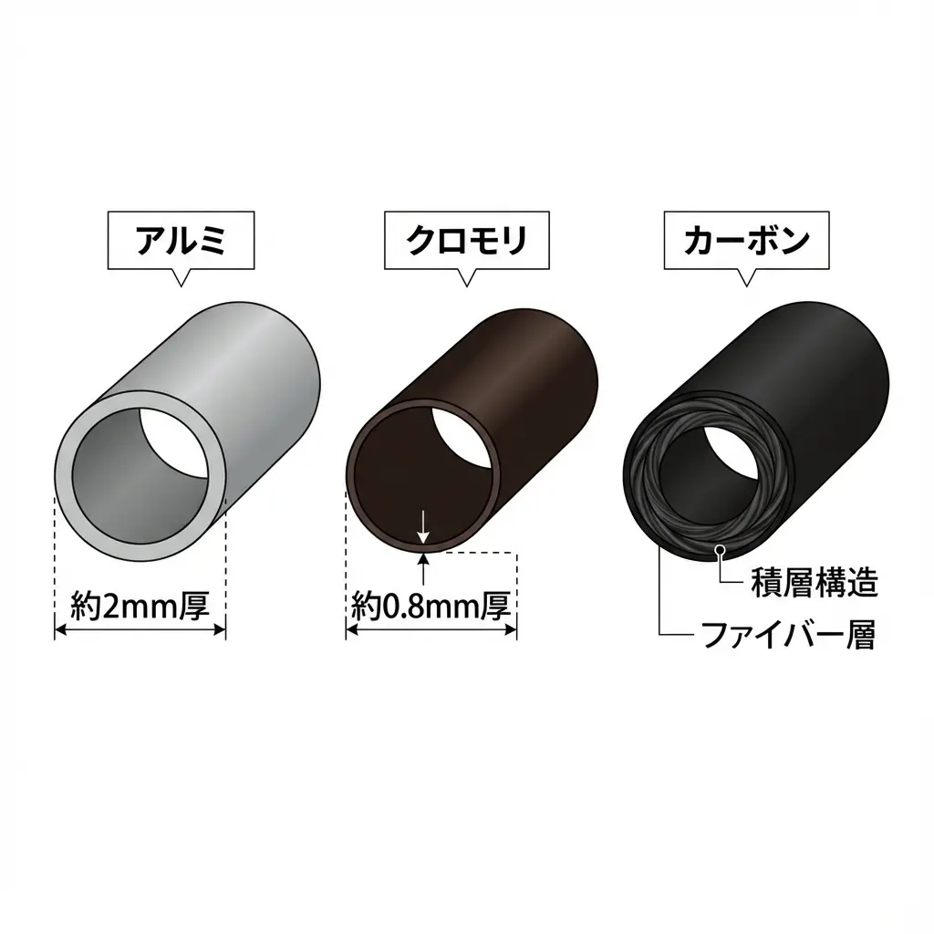 3つの素材の性能比較イメージ