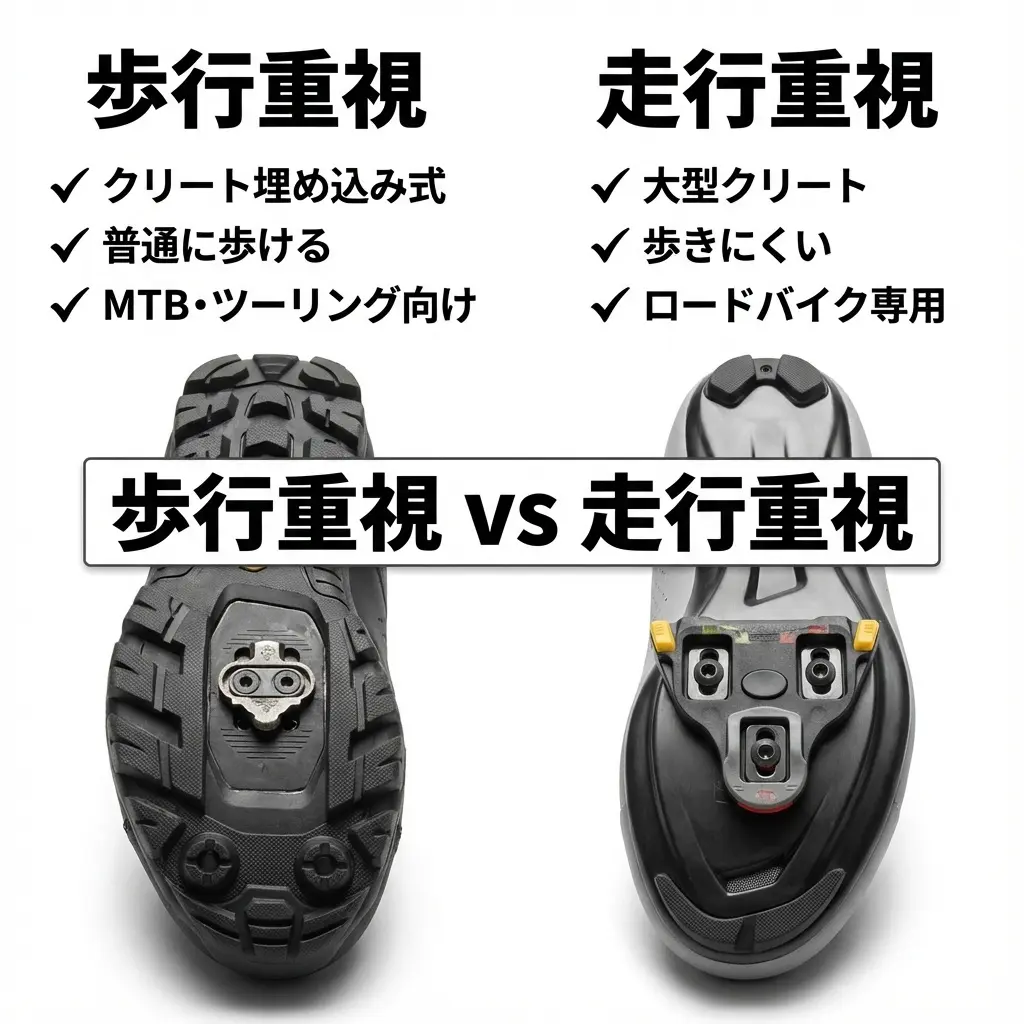 SPDシューズとSPD-SLシューズのソール比較