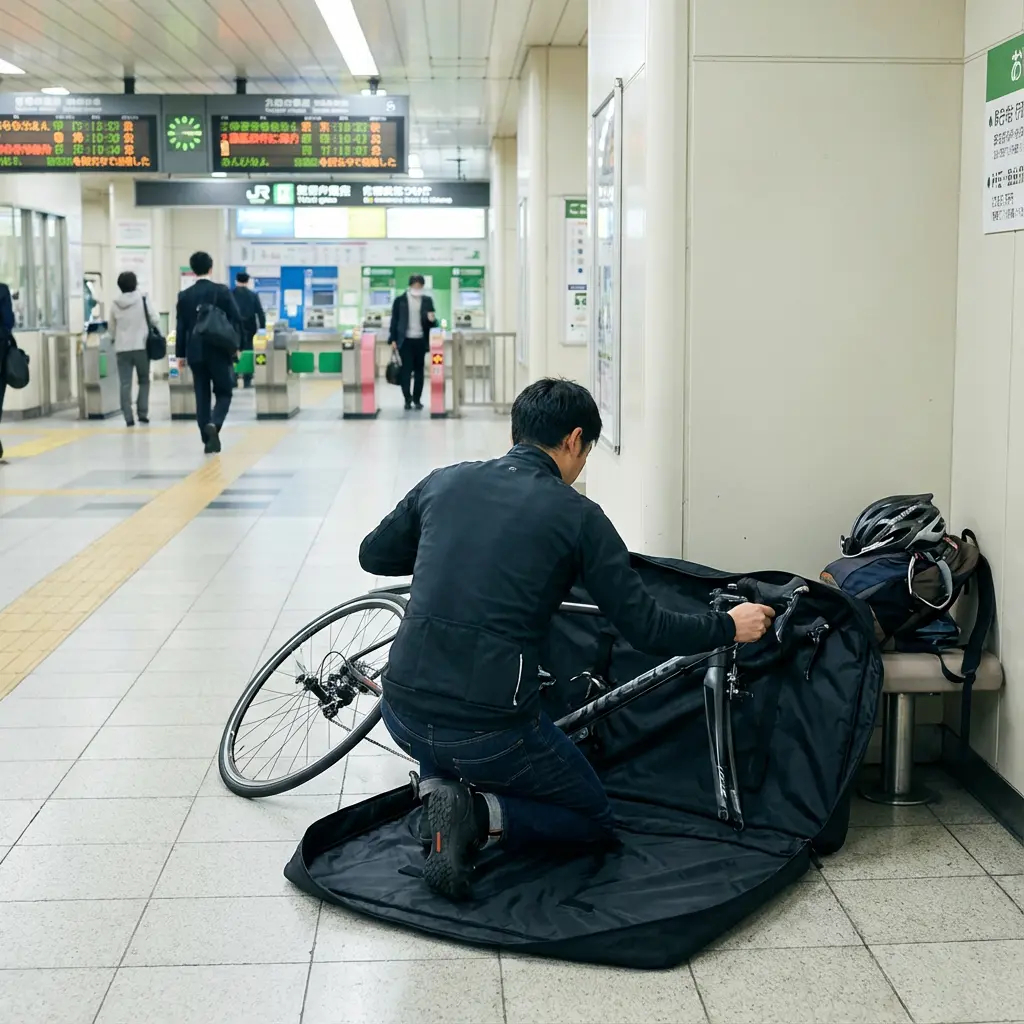 輪行パッキング作業の様子