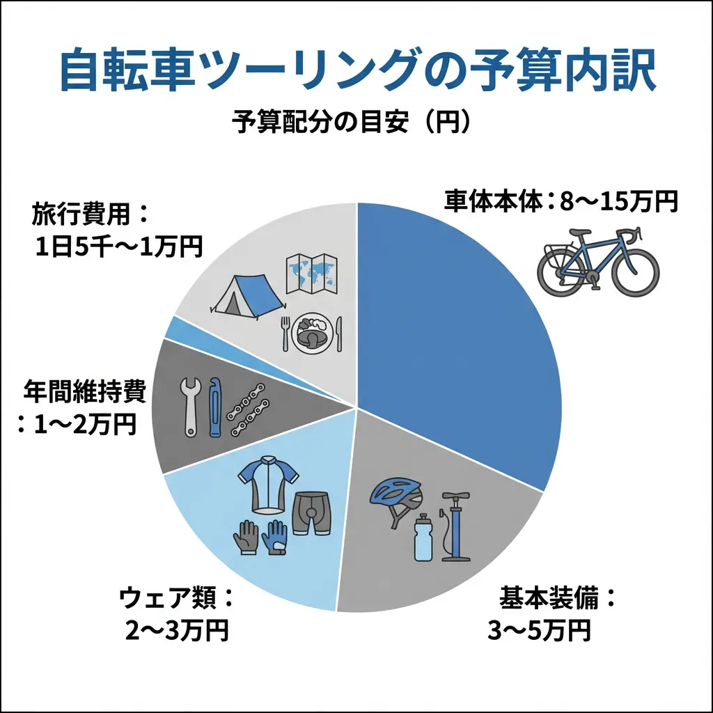 自転車旅行の予算内訳図