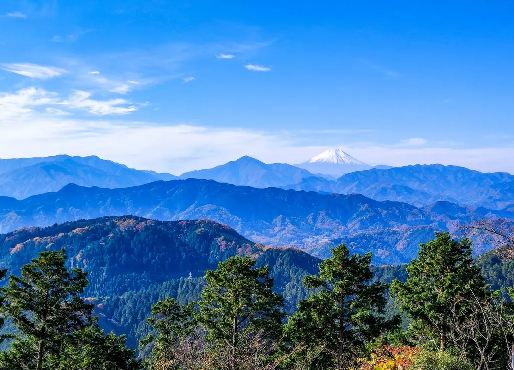 高尾山山頂からの紅葉風景