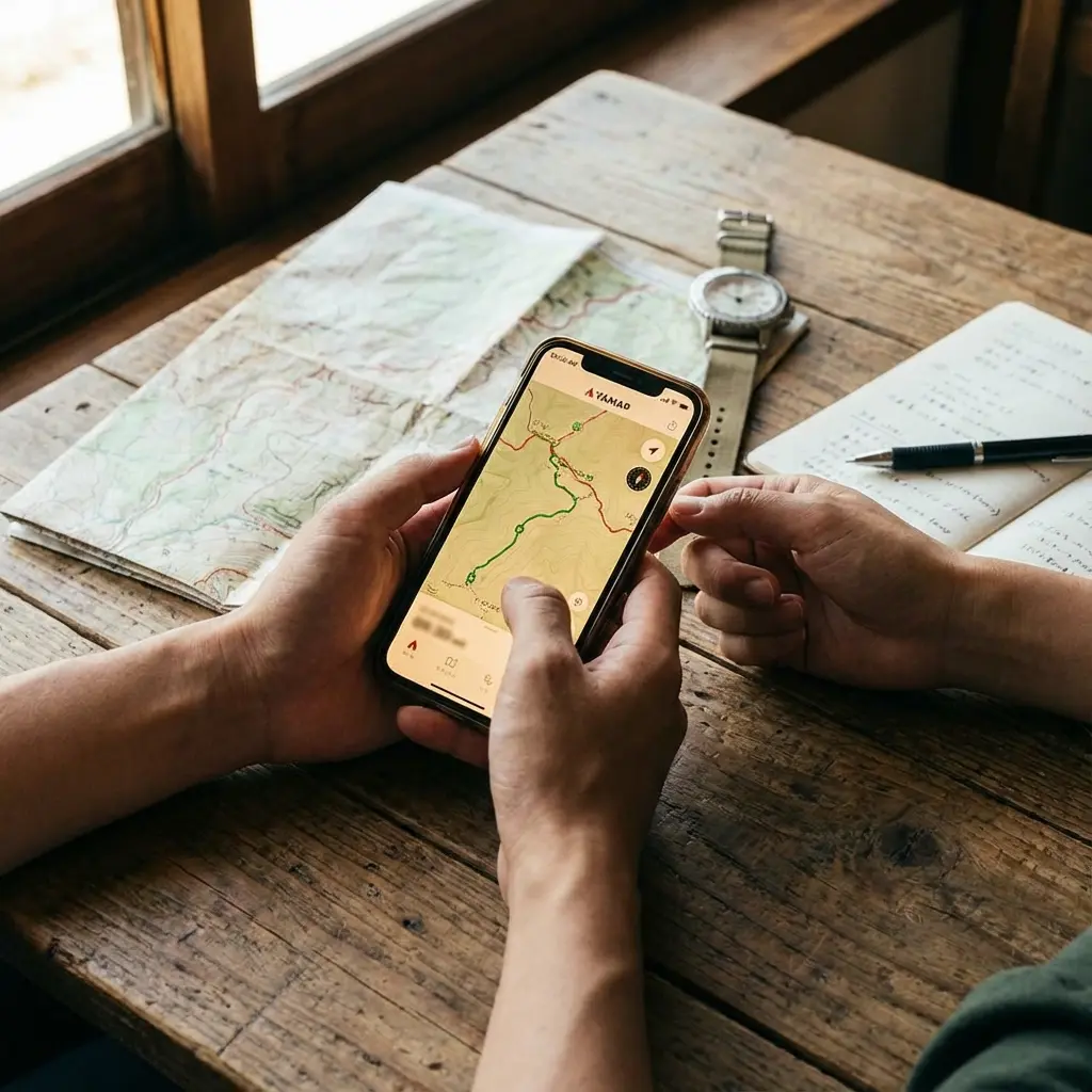 登山計画書を作成している様子