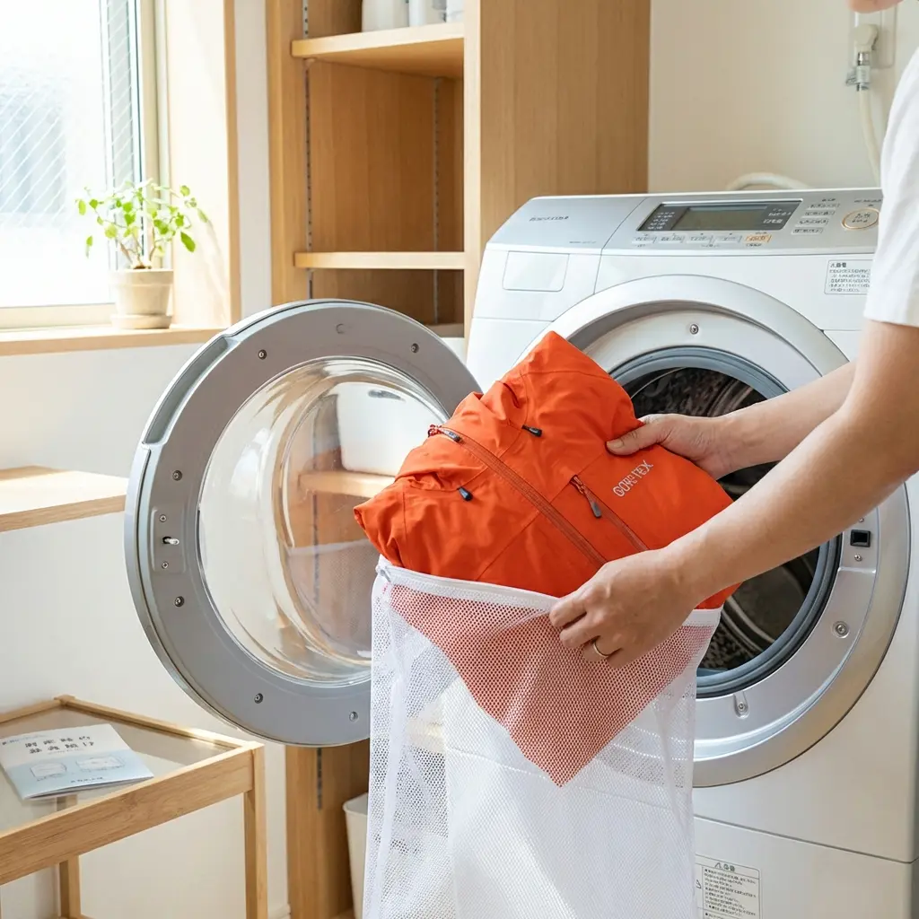 洗濯機に入れる様子