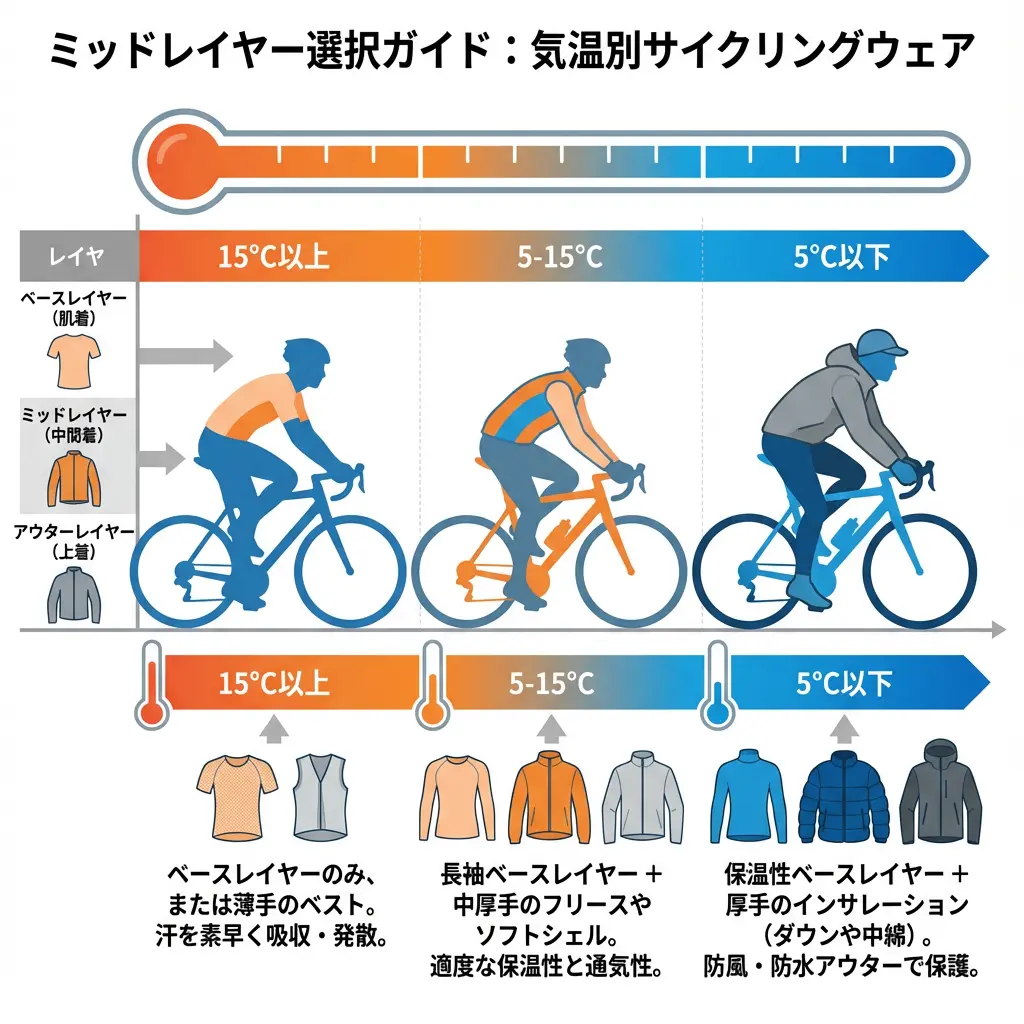 気温別ミドルレイヤー選択ガイド