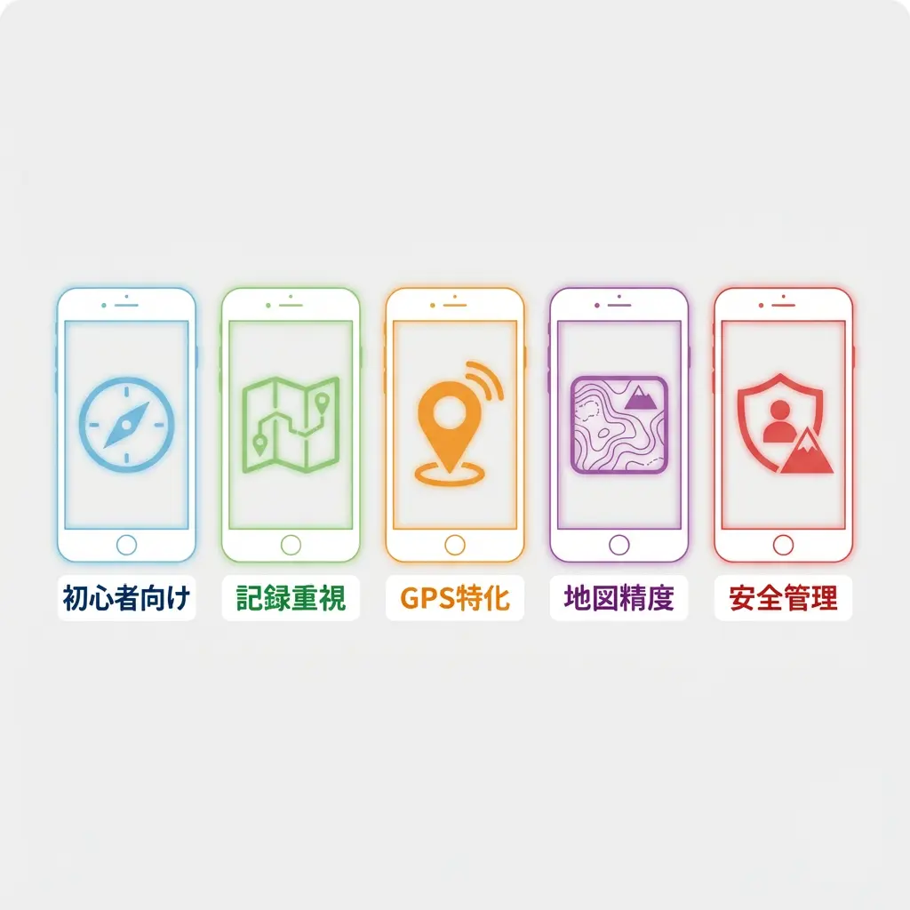 登山地図アプリの比較画面