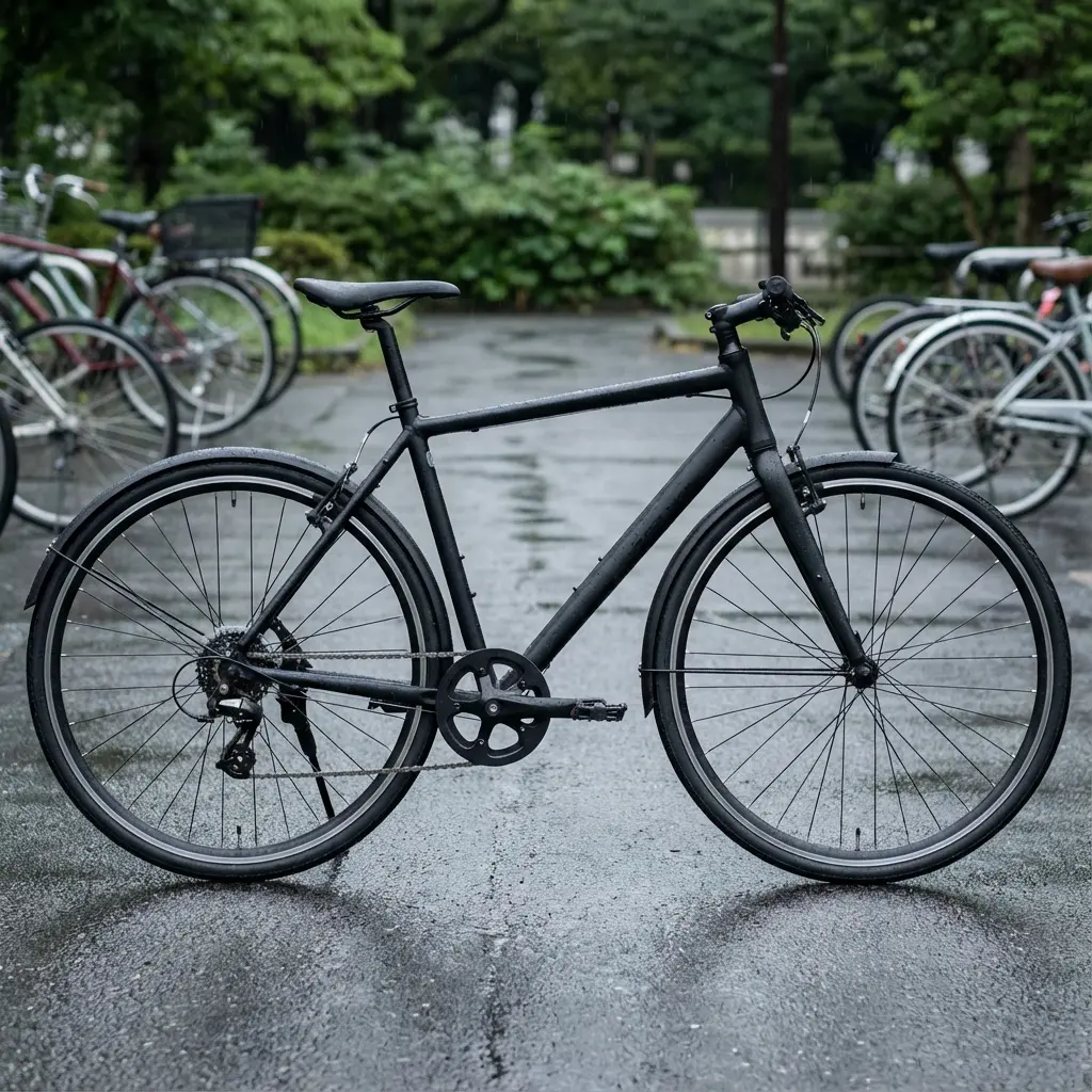 フルフェンダーを装着したクロスバイク