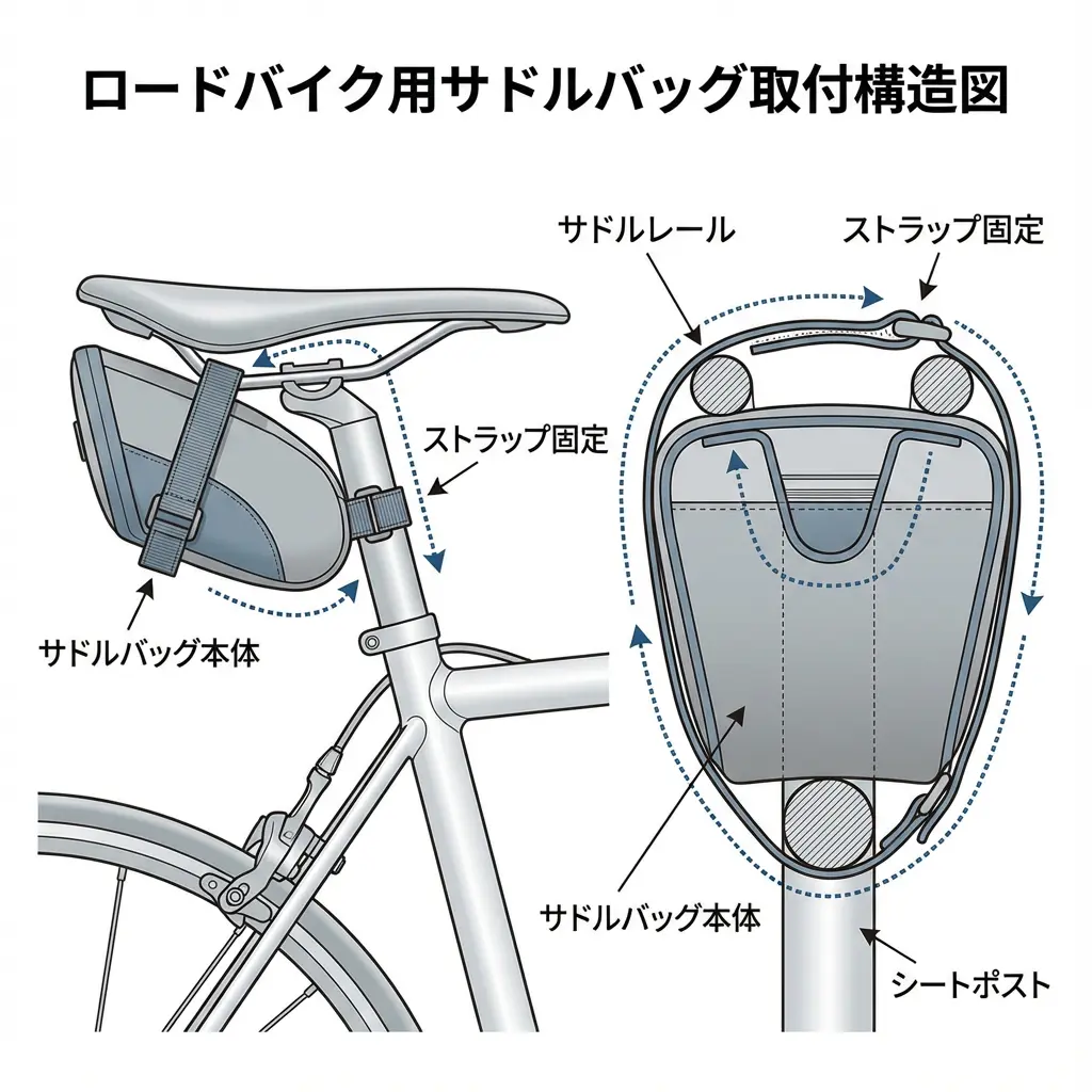サドルバッグ構造と取り付け位置