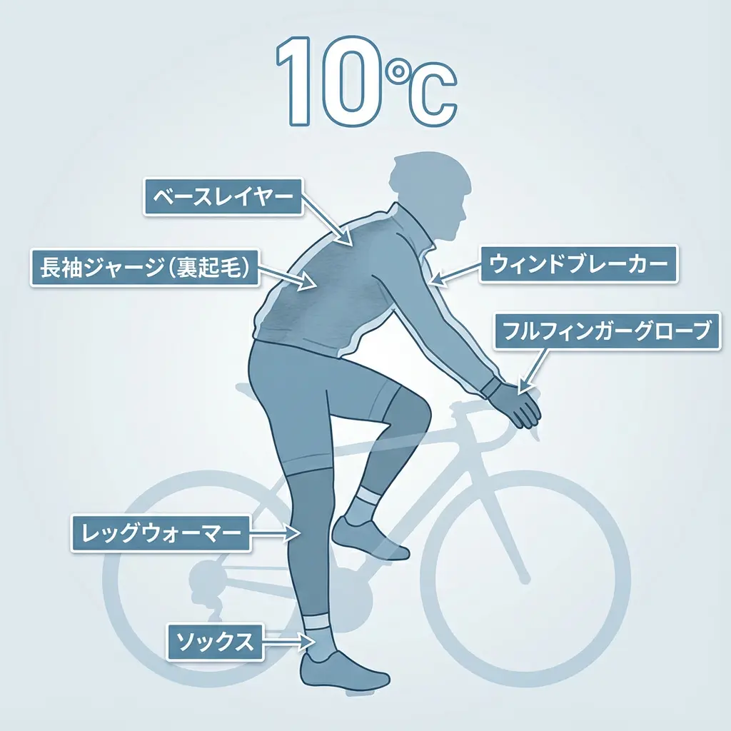 肌寒い朝の服装例