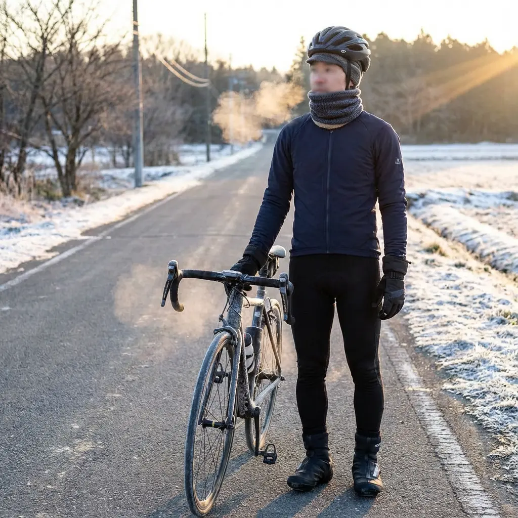 気温5度前後のサイクリング服装例
