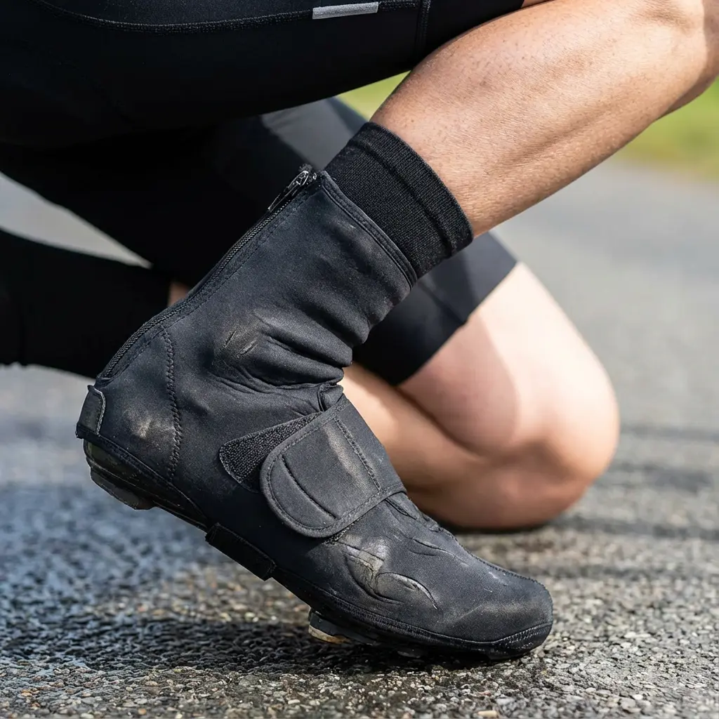 ビンディングシューズの上から装着するシューズカバー