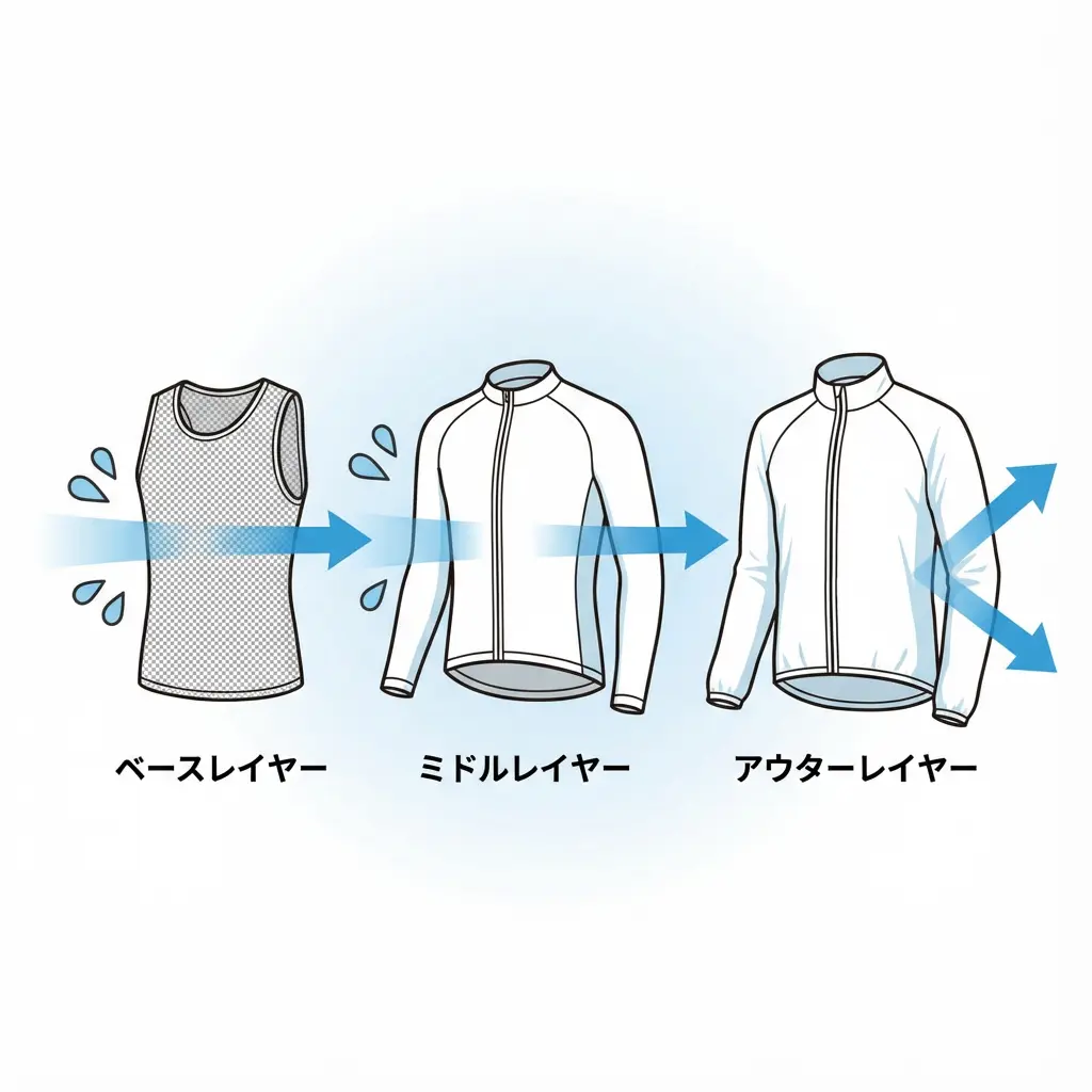 レイヤリングの3層構造解説図