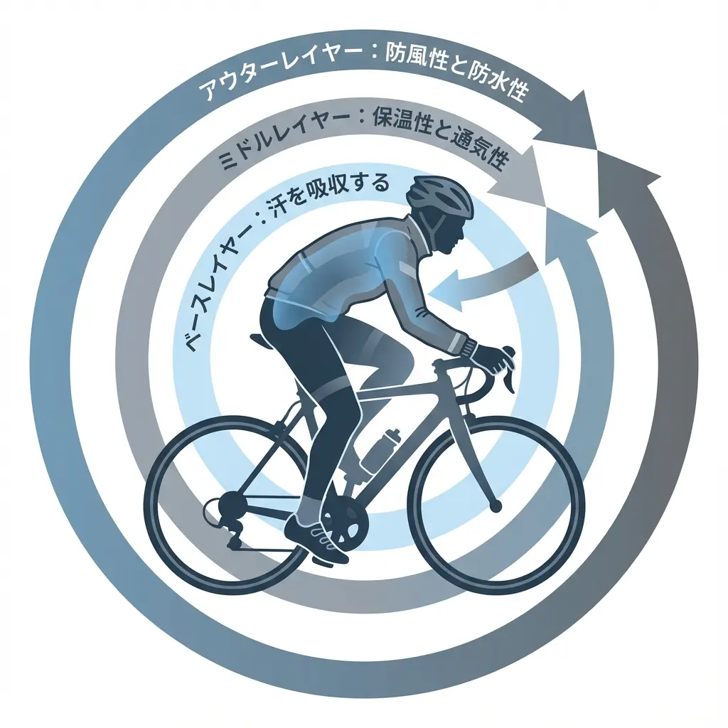 サイクリングのレイヤリングイメージ