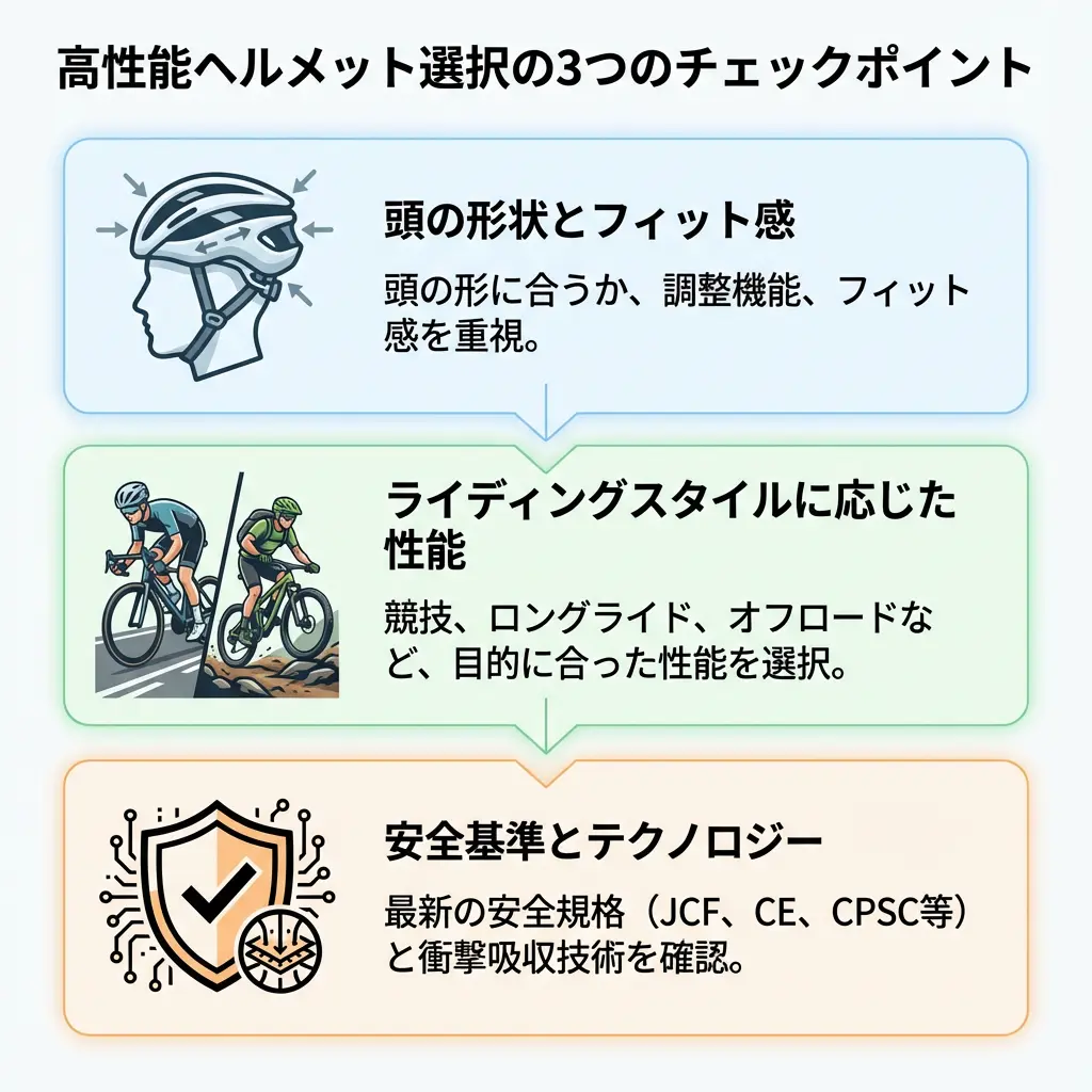 ヘルメット選びの3つのチェックポイント：フィット感・ライドスタイル・安全技術