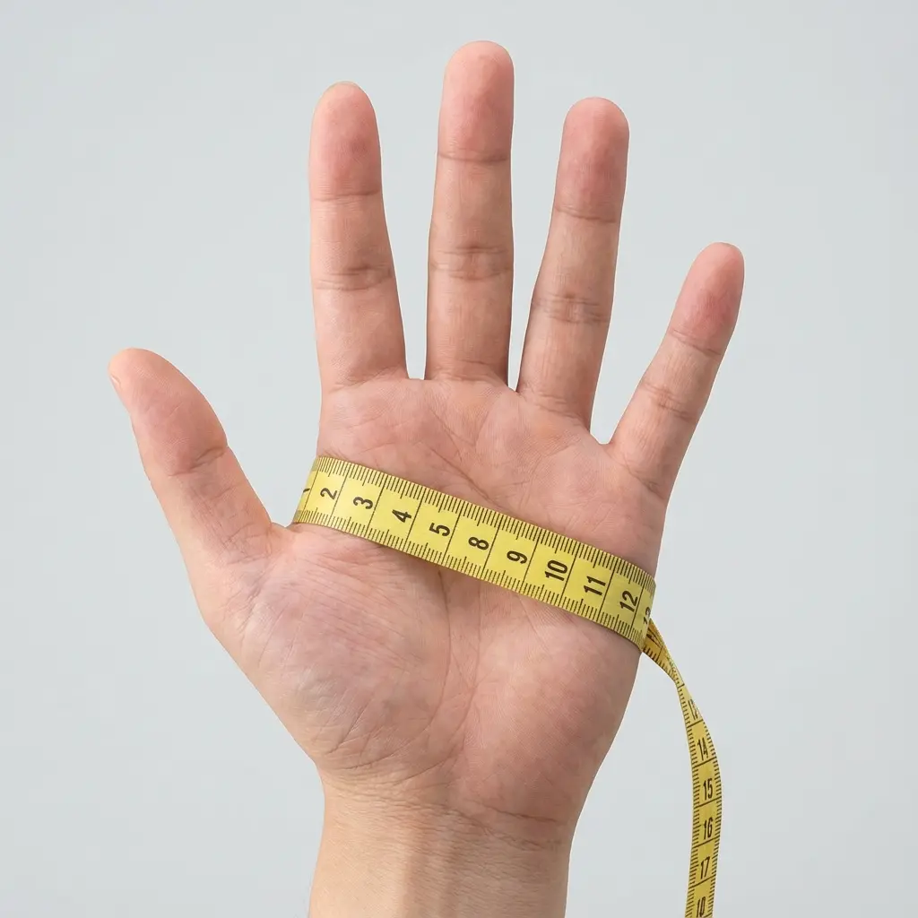 グローブのサイズを測る様子