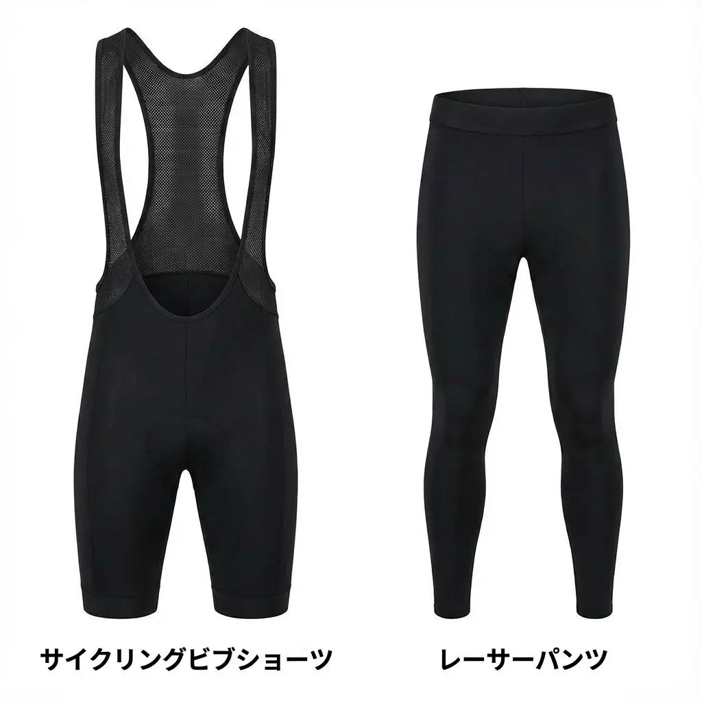ビブショーツとレーサーパンツの比較
