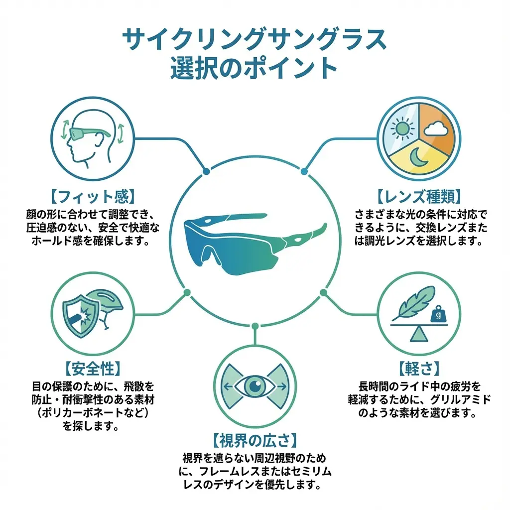 サイクリング用サングラスの選び方5つのポイント