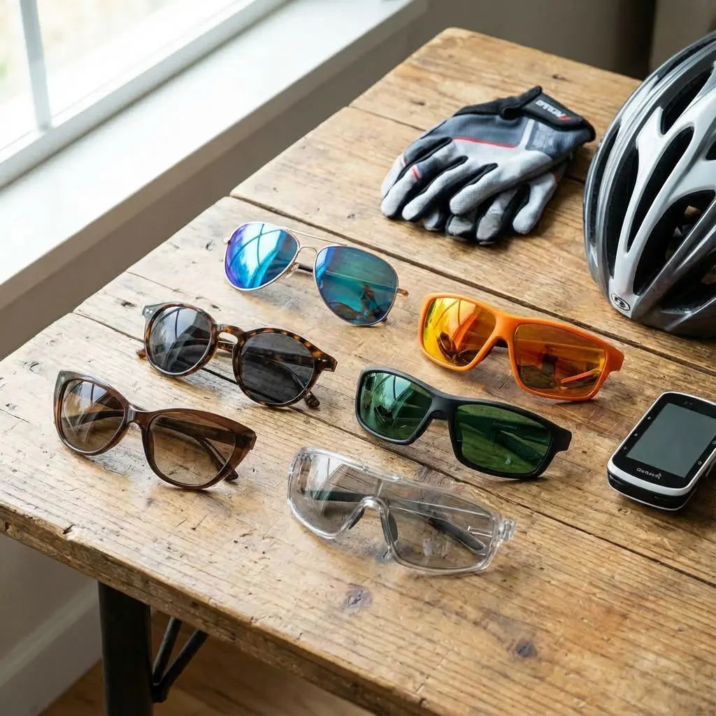 多様なデザインのサイクリング用サングラス