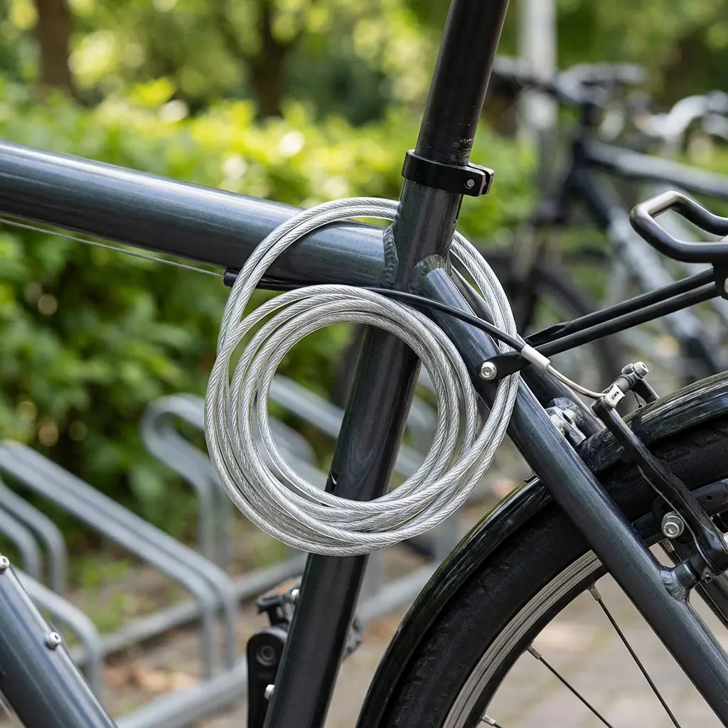 細くて長いコイル状のワイヤーロック