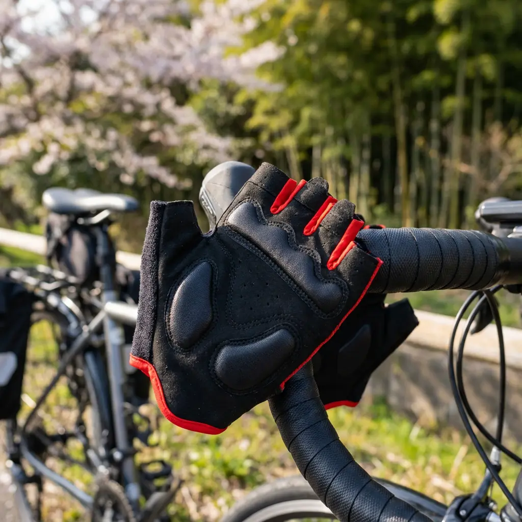サイクリンググローブの着用例