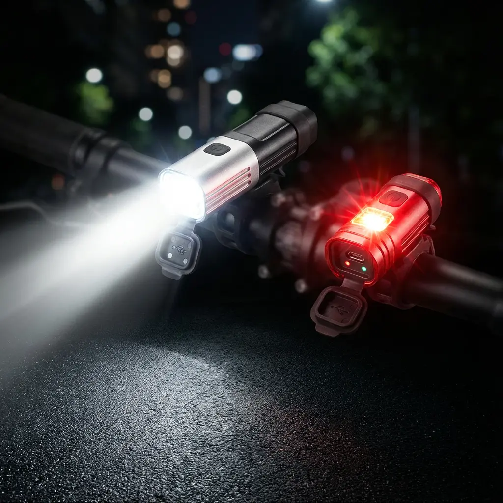 自転車用フロントライトとテールライト