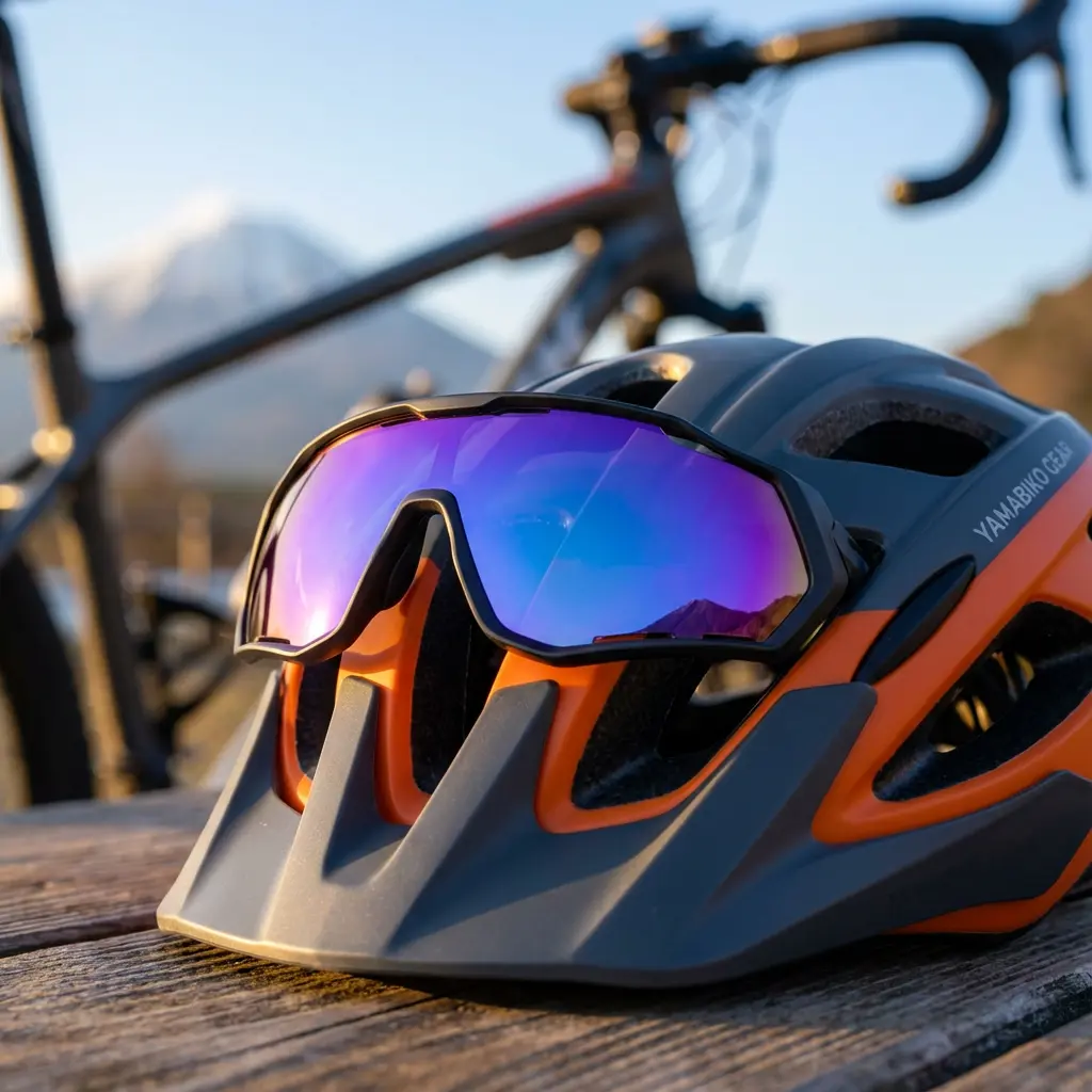 サイクリング用サングラスの着用例