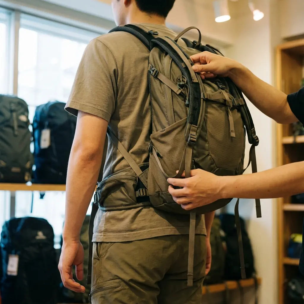 ザックのフィッティング風景