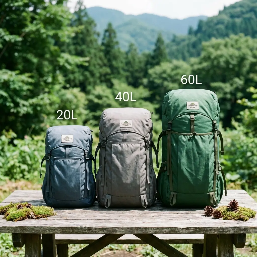 サイズの異なる登山ザック