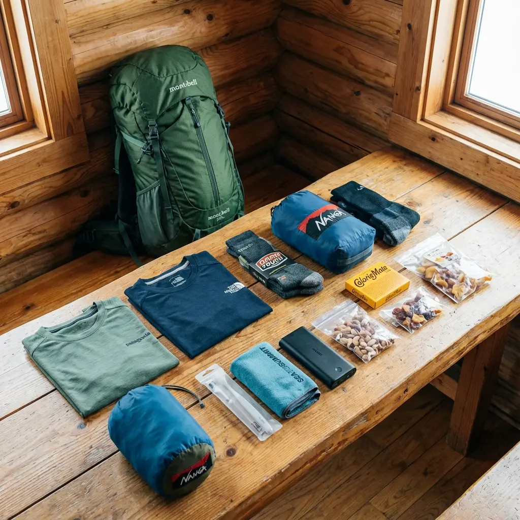 山小屋泊用のザックと装備