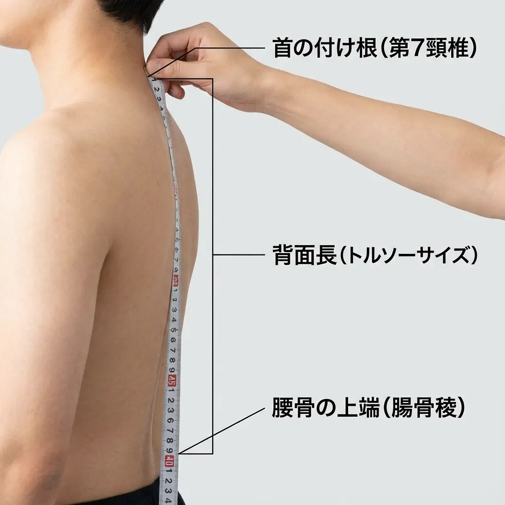 背面長の計測イメージ図