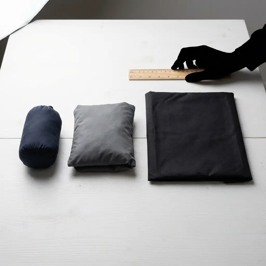 パッカブルタイプとフラットタイプの収納サイズ比較、卵サイズから雑誌サイズまで