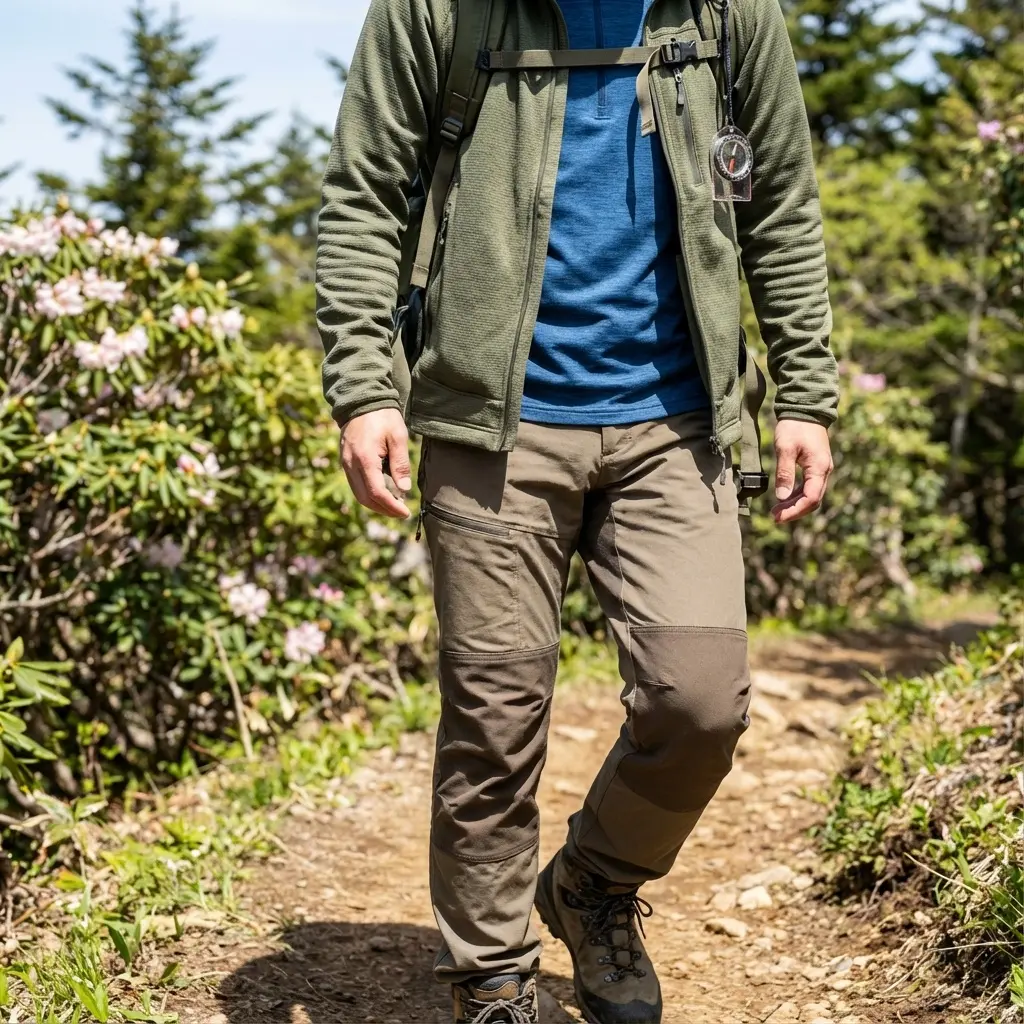 春秋登山のベースレイヤー着用シーン