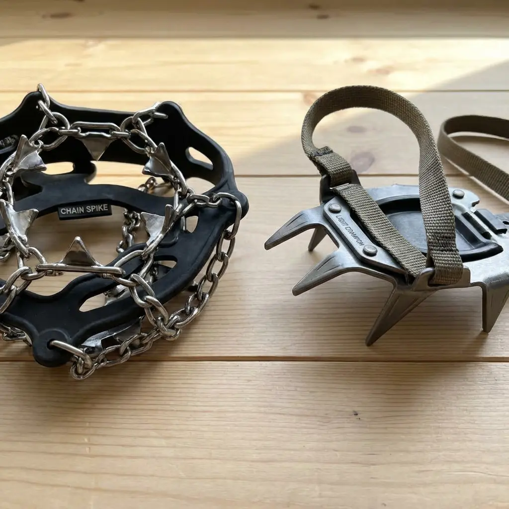 チェーンスパイクと軽アイゼンの比較