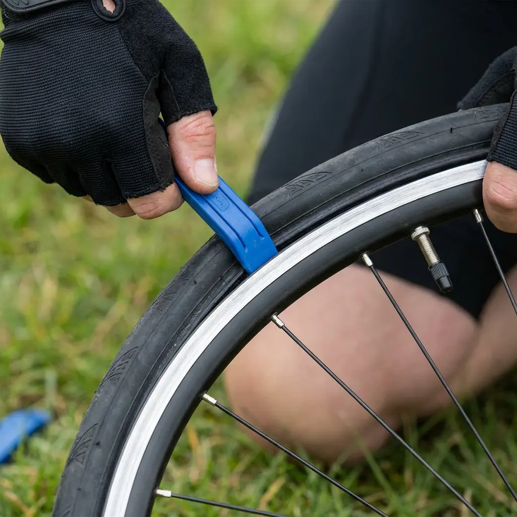 タイヤレバーでの取り外し