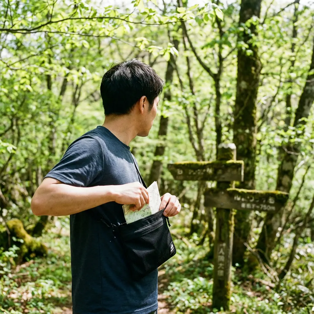 登山者がサコッシュを使用している様子