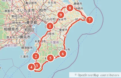 チバイチ（千葉一周）約358kmのルート地図と主要スポット
