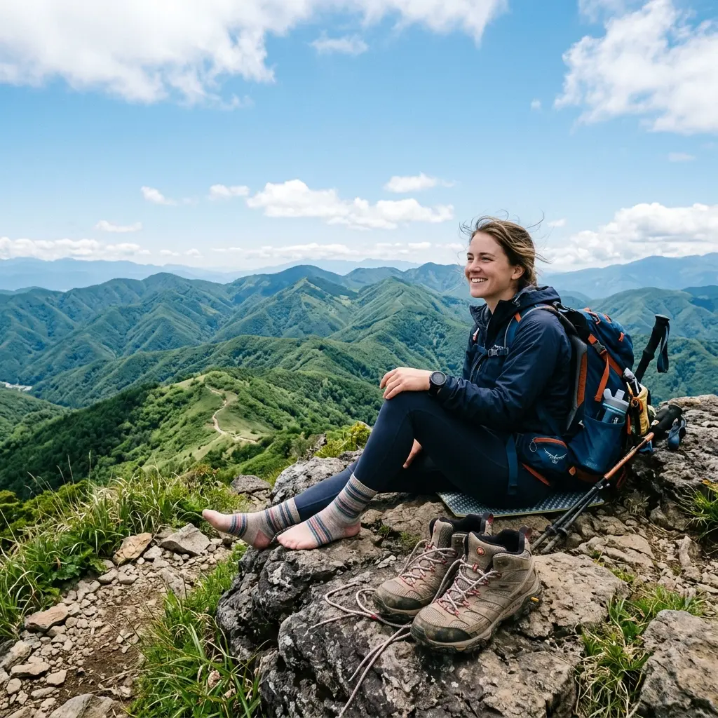 山頂での登山靴
