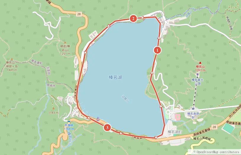 榛名湖一周 サイクリングルート地図
