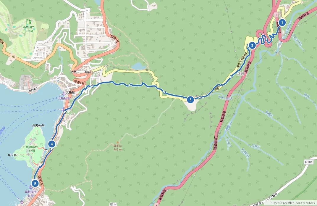箱根旧街道 石畳ハイキング 畑宿〜箱根関所〜芦ノ湖畔杉並木のルート地図と見どころ