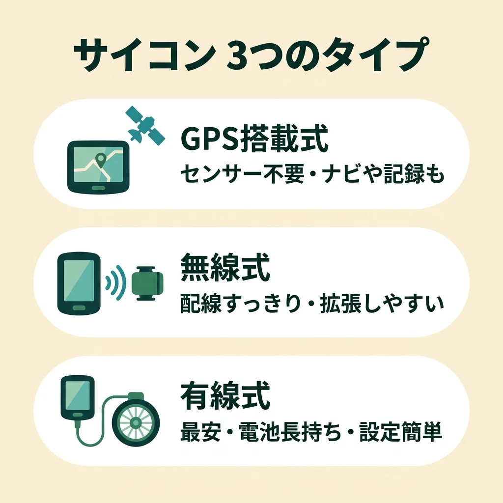 サイクルコンピューター3タイプ:GPS搭載式・無線式・有線式の違い