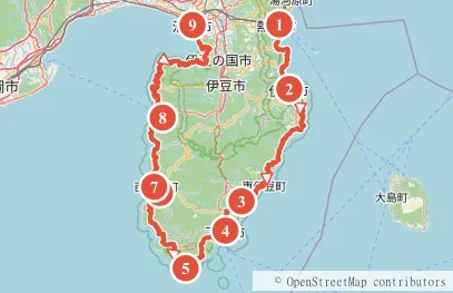 イズイチ（伊豆半島一周）海岸線ルート地図と主要スポット