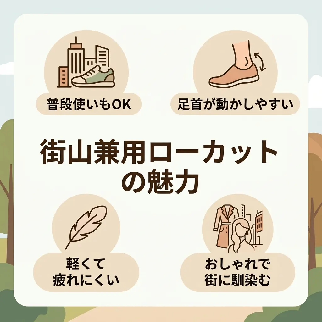 普段使いも快適な街山兼用ローカットの主なメリットを整理