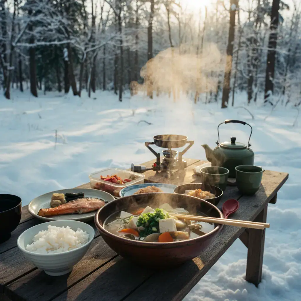 味噌スープ調理中
