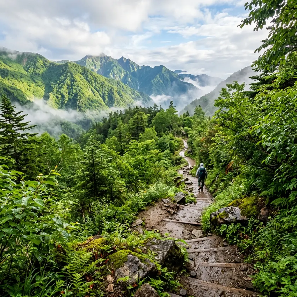 雨上がりの登山道