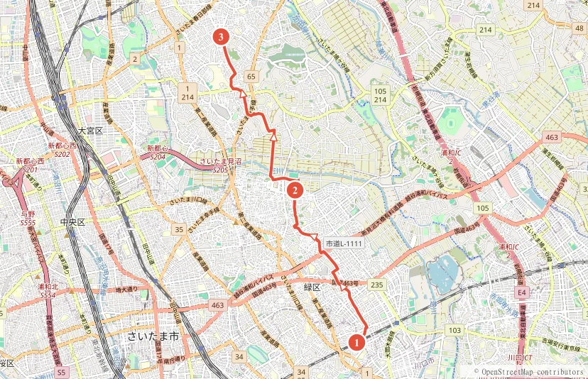 見沼代用水・緑のヘルシーロード サイクリングルート地図